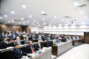 Sarah Ahmed giving lecture to military officials at NDU. 